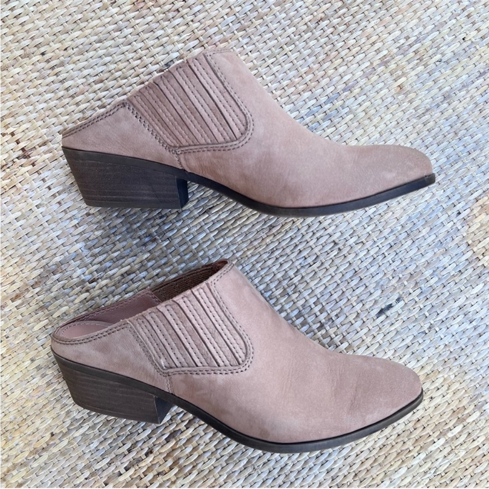 FRYE open back booties Rowen Gore Mule Beige - Suede Leather size 6.5
